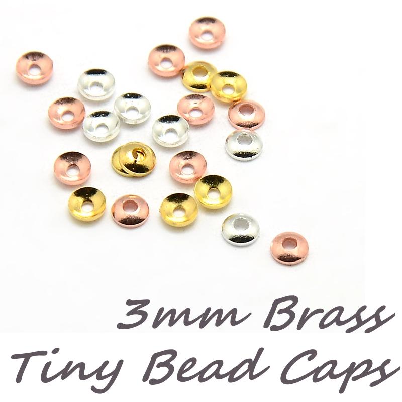 Bead Caps 3mm ASSORTEMENT Brass - Shiny Plain Cap