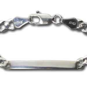Sterling Silver Heavy Curb Bracelet with Lobster Claw, 7.5" (19.5cm) (Stamping Blank ID)  4.4x42mm slightly curved stamping blank