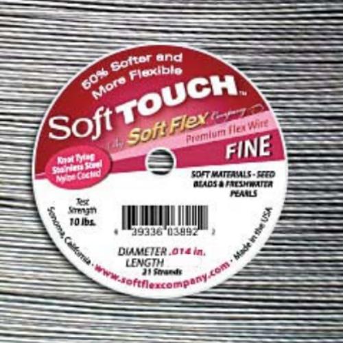 Soft Flex - Soft Touch 21 Strand Beading Wire - Fine .014 30ft / 9.2m roll Satin Silver