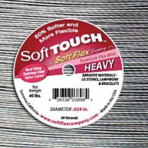 Soft Flex - Soft Touch 49 Strand Beading Wire - Heavy .024 30ft / 9.2m roll Satin Silver