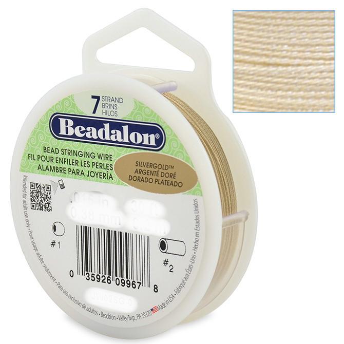 Beadalon Stringing Wire 7 Strands .015 (.38mm) Metallic Silver Gold Colour