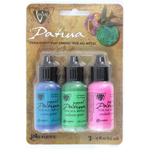 Vintaj Patina Kit Pack, Abalone Pearl by Ranger x3 0.5oz Bottle Pack (DISCOUNTED NO PACKAGE)
