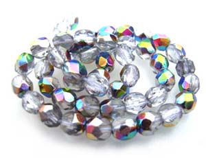 Czech Fire Polished beads 4mm Crystal Vitral x50