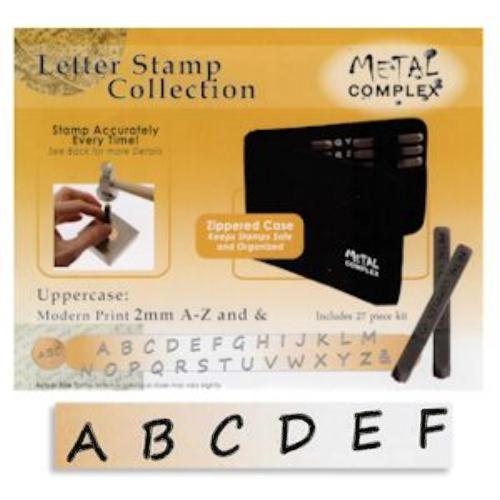 Modern Print Alphabet Upper Case Letter 2mm Stamping Set - Metal Complex