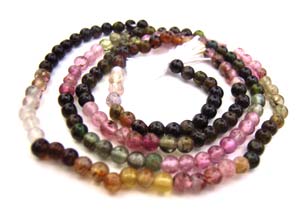 Multi-Tourmaline ~ 3-3.5mm Round Gemstone Beads per half strand