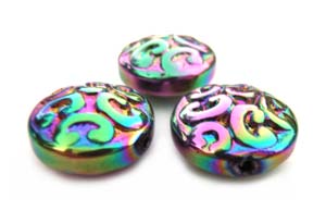 Imperial Crystal Beads ~ Rainbow Nouveau Lentil Tab Bead 13x6mm