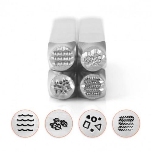 *PRE-ORDER, Special Order* ImpressArt Texture Collection (No.4) 6mm Metal Stamping Design Punches (4pc)