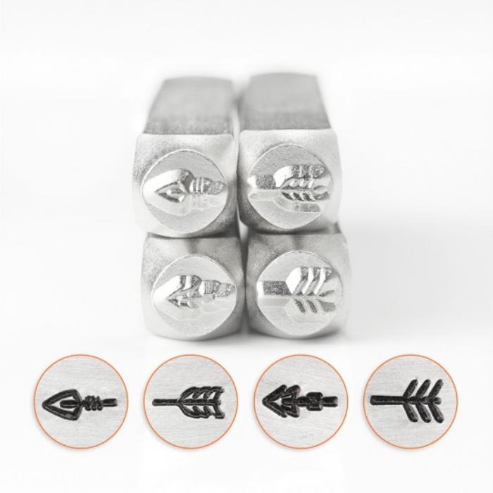 ImpressArt Arrow Collection 6mm Metal Stamping Design Punches (4-pc) Feather end, Arrow, Stick end, Dble Arrow