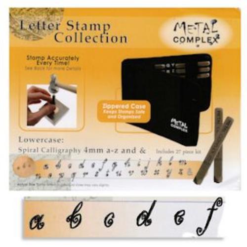 Spiral Calligraphy Alphabet Lower Case Letter 4mm Stamping Set - Metal Complex