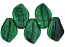 Czech Leaf Beads 14x9mm Green & Black Bead x1