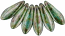 Czech Glass Dagger Drop Beads ~ 16/5mm Lustre Transparent Green x10