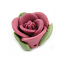 Handmade Sculpted Fimo Rose & Leaf Beads - Dusky Rose x2