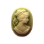 Cabochon - Acrylic 18x13mm Oval Profile of Lady (Style 1) - Green Tones x1
