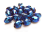 Firepolished Glass Olive Beads 9x6mm Blue Iris Metallic (72pc approx)