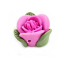 Handmade Sculpted Fimo Rose & Leaf Beads - Fuchsia x2