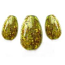 Green Glitter Flakes Eggs Set of 3 Artisan Glass Lampwork Beads