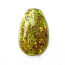 Green Glitter Flakes Egg Drop 1 inch - Artisan Glass Lampwork Bead