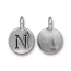 TierraCast Pewter Silver Plated Alphabet Charm, Letter N