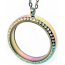 Stainless Steel 316L, Rainbow AB Floating Living Locket, w/Crystals 30mm Magnetic Pendant, (& chain)