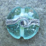 Silvered Ivory Swirl Aqua 18mm Lentil Handmade Artisan Glass Lampwork Beads - By the Bead, (Made to Order)