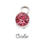 Birthstone Cup Bezel Crystal Charms - 5.8mm, Silver Tone Alloy - October, Pink Tourmaline