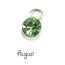 Birthstone Cup Bezel Crystal Charms - 5.8mm, Silver Tone Alloy - August, Peridot