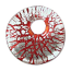 Beadsmith, Glass Wavy Foil Donut Pendant 38x38mm, Red