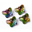 Faceted Austrian Crystal Glass Butterfly Charms 12x15x7mm, Vitrail Silver Foil Backed, x10 pc