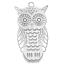 Stainless Steel Silver Filigree Owl Pendant 36x20x0.3mm x1pc