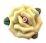 Handmade Sculpted Porcelain Rose & Leaf Beads - Yellow Focal 25mm