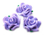 Handmade Sculpted Fimo Rose & Leaf Beads - Lilac x2