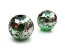 Round Glass Beads 10mm ~ Green & Silver x10