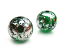 Round Glass Beads 8mm ~ Green & Silver x15