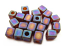Miyuki 4mm Square Cube Beads Transparent Frosted Rainbow Dark Amber