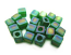 Miyuki 4mm Square Cube Beads Transparent Frosted Rainbow Green