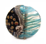 Black n Blue 1 3/8" - 35mm ~ KGBeads Handmade Artisan Glass Lampwork Pendant Bead