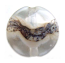 Silvered Ivory Wavy line on Clear 22x9mm Button - Ian Williams - Artisan Glass Lampwork Beads - x1