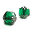Czech Glass Fire Polished beads - Antique Style Octagonal Cathedral 8mm Silver Emerald x1