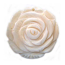 Carved Rose Blossom Flower Shell Pendant 45mm - White