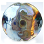 Swirled Mirrors Lentil 37mm ~ Ian Williams Handmade Artisan Glass Lampwork Pendant Bead x1