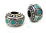 Sterling Silver Bead 9.6x6.3mm - 3.9mm Hole Turquoise Dot Rondelle x1