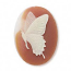Cameo Cabochon - Acrylic 40x30mm Oval Butterfly (Style 1) - Ivory on Carnelian effect x1