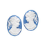 Cabochon - Acrylic 18x13mm Oval Profile of Lady (Style 1) - White on Blue x1 pair