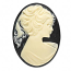 Cameo Cabochon - Acrylic 40x30mm Oval Profile of Lady (Style 1) - Ivory on Black x1