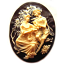 Cameo Cabochon - Acrylic 40x30mm Oval Courting Couple - Ivory on Black x1