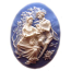 Cameo Cabochon - Acrylic 40x30mm Oval Courting Couple - White on Blue x1
