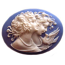 Cameo Cabochon - Acrylic 40x30mm Oval Sisters - White on Blue x1
