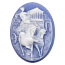 Cameo Cabochon - Acrylic 40x30mm Oval Chariot Lady - White on Blue x1