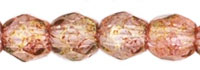 Czech Glass Fire Polished beads - 3mm Lustre Transparent Topaz Pink x50