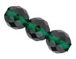Czech Glass Fire Polished beads 10mm Emerald x25